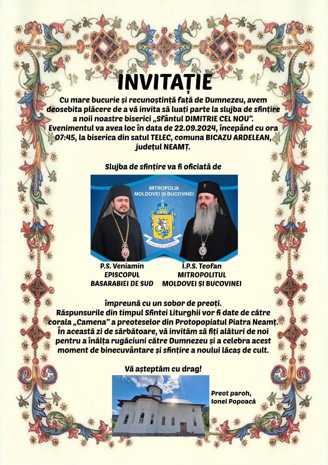 Duminică va fi sfințită biserica Parohiei Bicazu Ardelean I - Telec