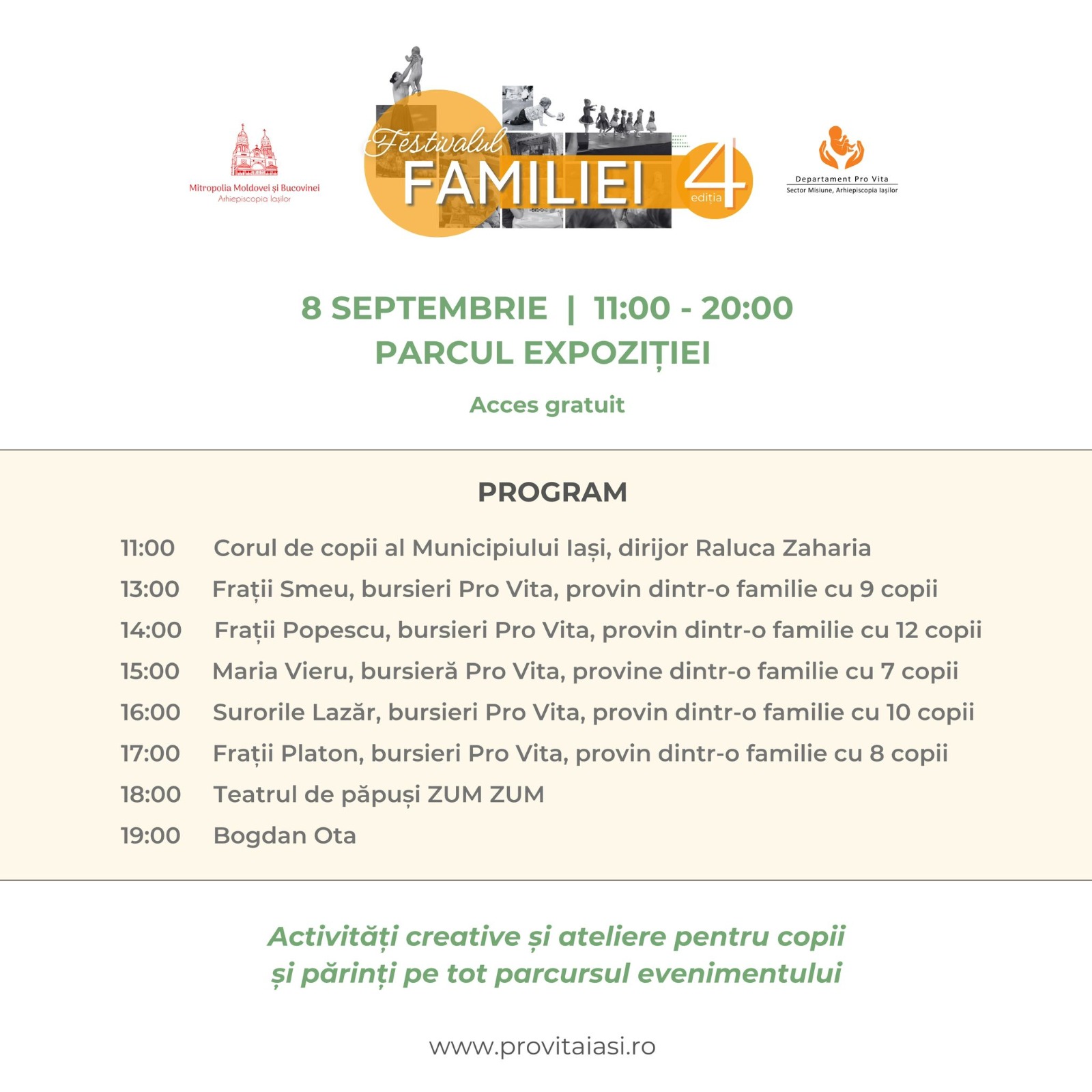 Festivalul Familiei organizat de Arhiepiscopia Iașilor se desfășoară duminică, 8 septembrie