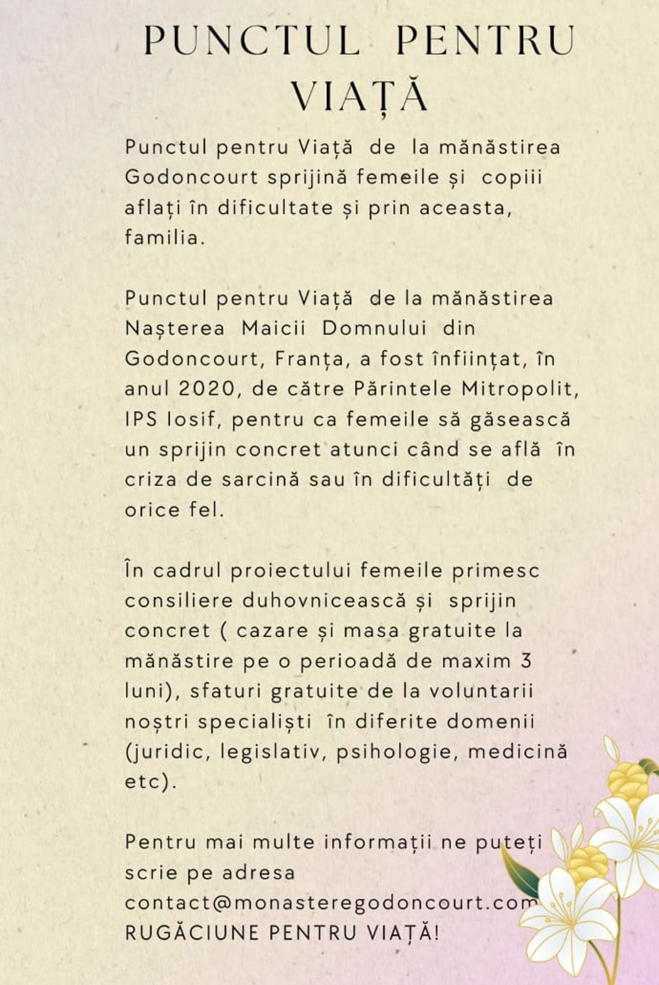 Mănăstirea Godoncourt desfășoară mai multe proiecte culturale Mănăstirea Godoncourt desfășoară mai multe proiecte culturale