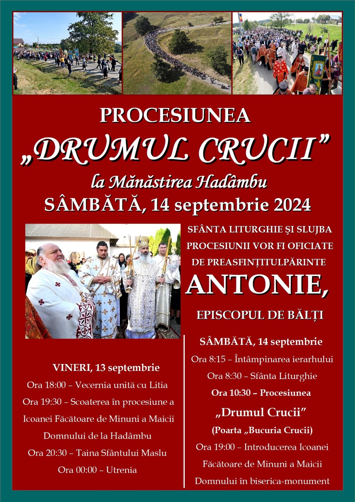 Preasfințitul Părinte Antonie va participa la Procesiunea „Drumul Crucii” de la Mănăstirea Hadâmbu Preasfințitul Părinte Antonie va participa la Procesiunea „Drumul Crucii” de la Mănăstirea Hadâmbu