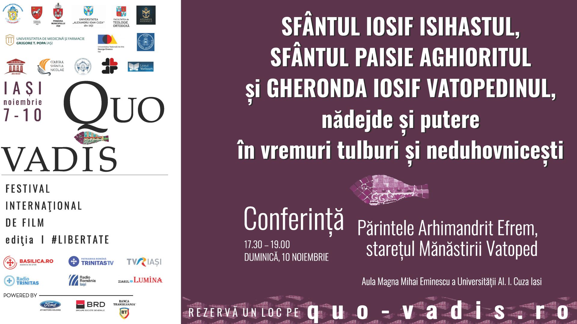 Conferință a starețului Efrem Vatopedinul și lansare de carte despre Gheronda Iosif Vatopedinul