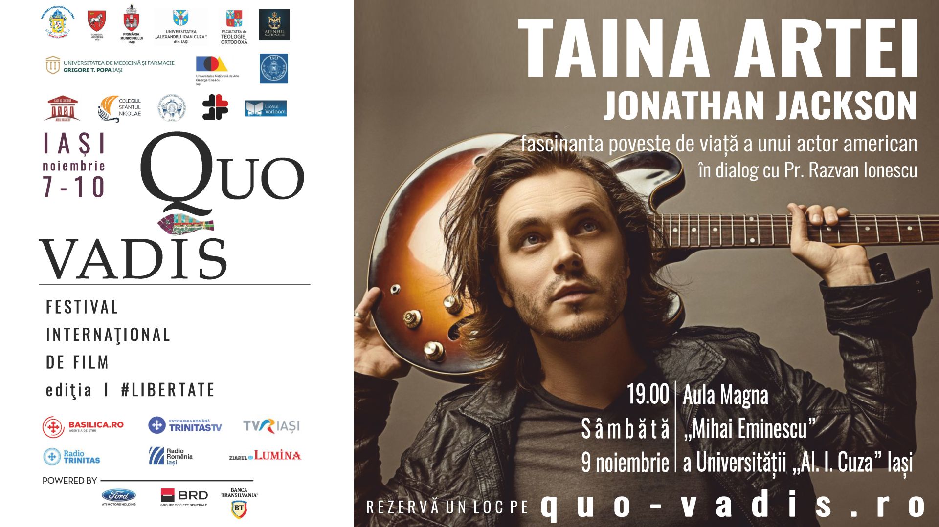 Jonathan Jackson va participa la Festivalul de Film Quo Vadis de la Iași