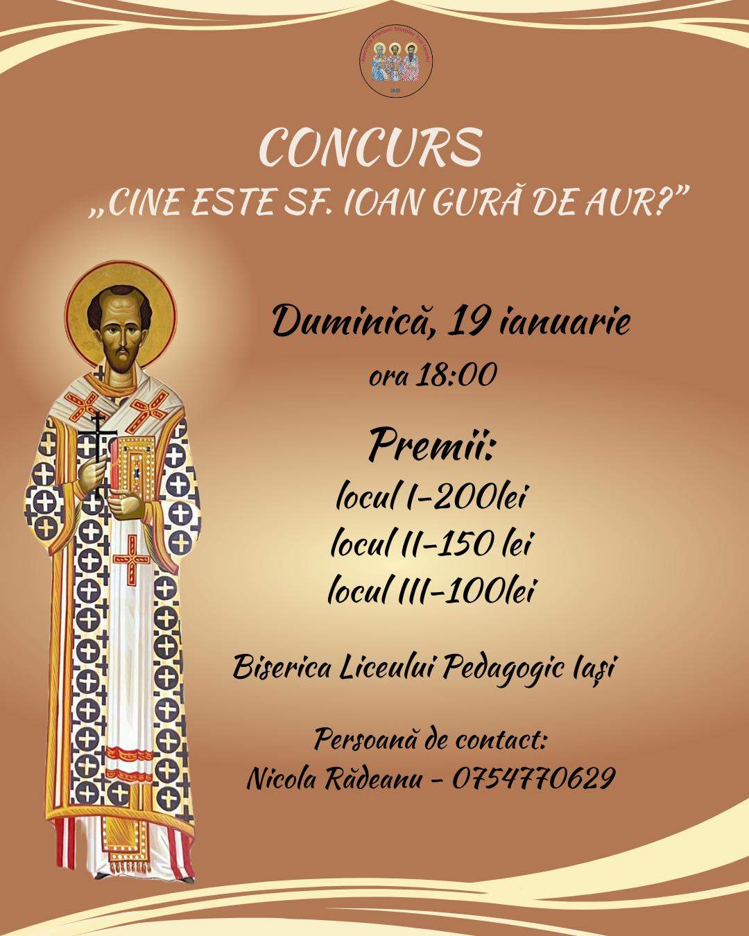 Afiș „Cine sunt Sfinții Trei Ierarhi” afis