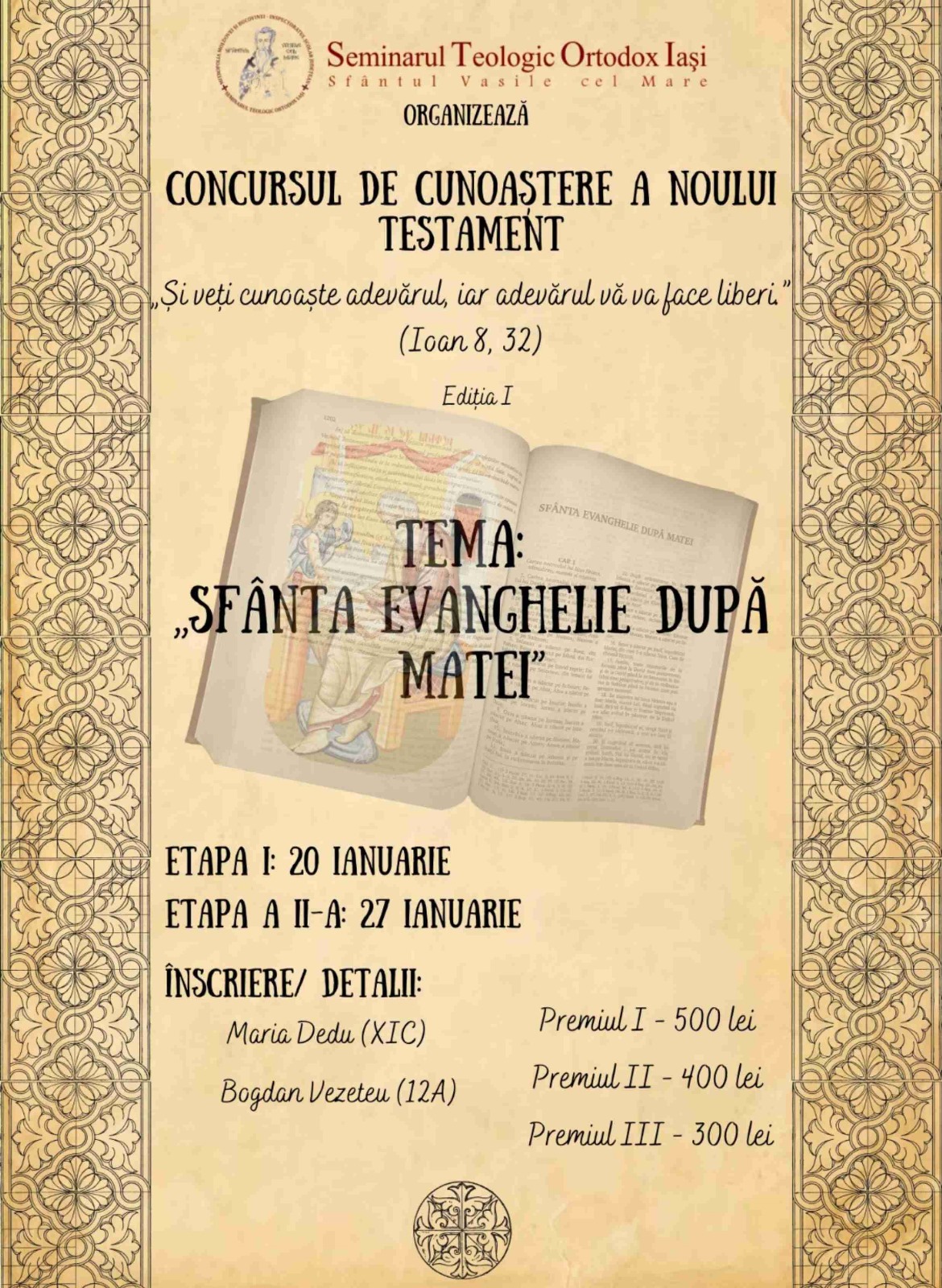 Evenimente care vor avea loc în Arhiepiscopia Iaşilor, în perioada 26 ianuarie – 1 februarie 2025