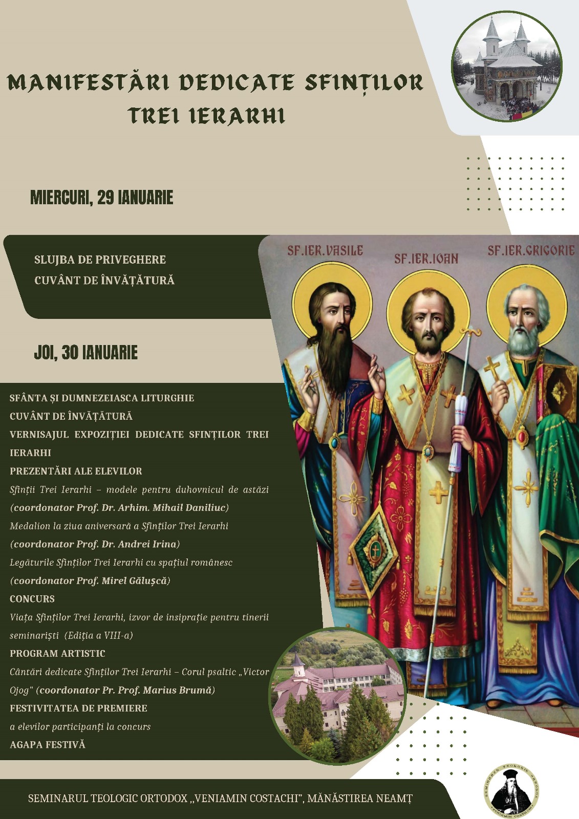 Evenimente care vor avea loc în Arhiepiscopia Iaşilor, în perioada 26 ianuarie – 1 februarie 2025
