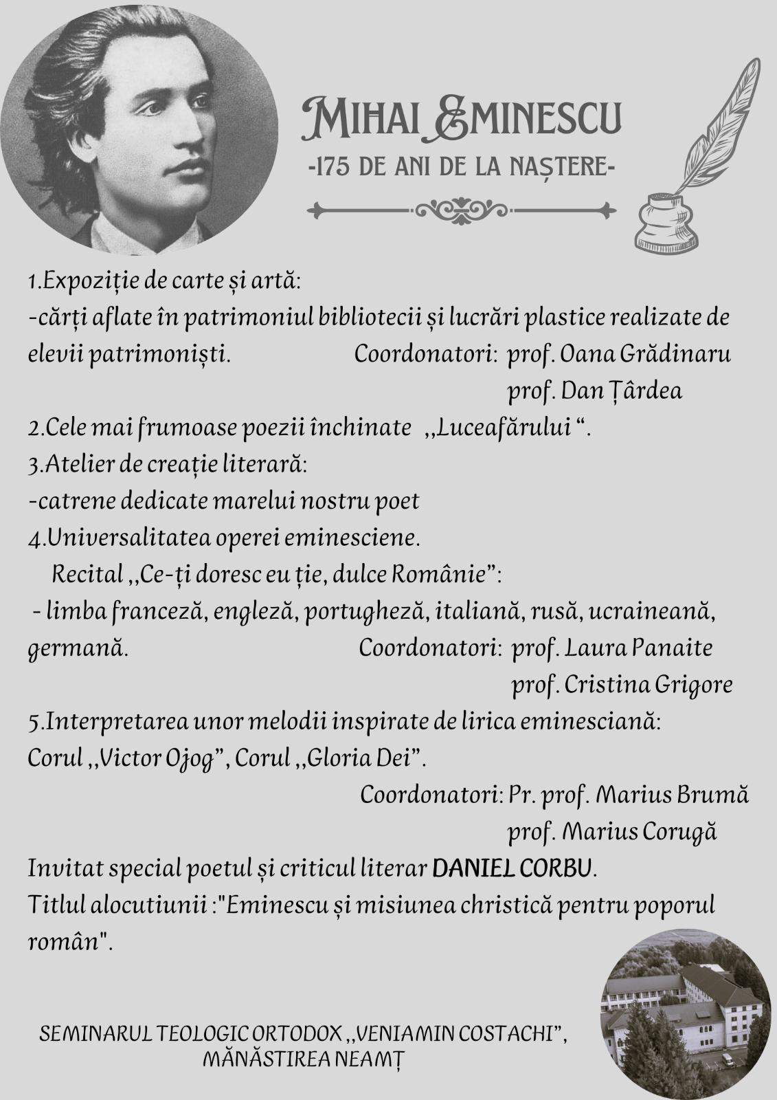 „Zilele Eminescu – 14-15 ianuarie 2025ˮ eveniment