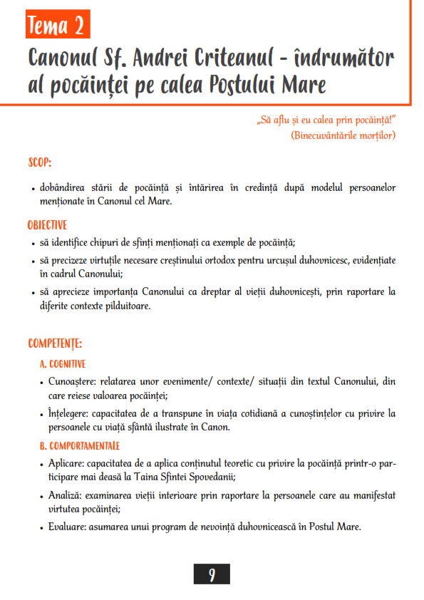 Ghid catehetic pentru clerici și profesori, în perioada Postului Mare