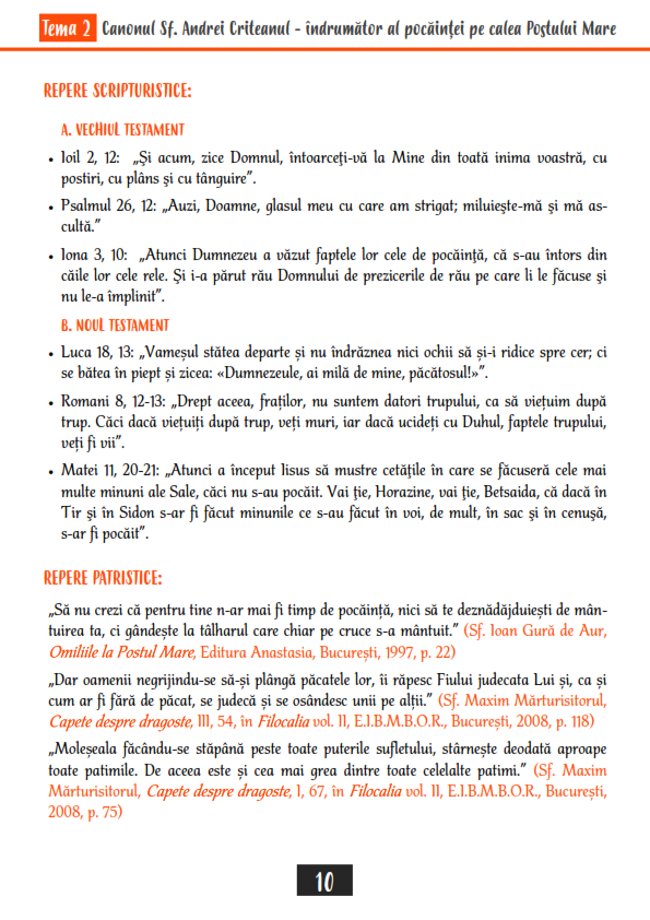 Ghid catehetic pentru clerici și profesori, în perioada Postului Mare