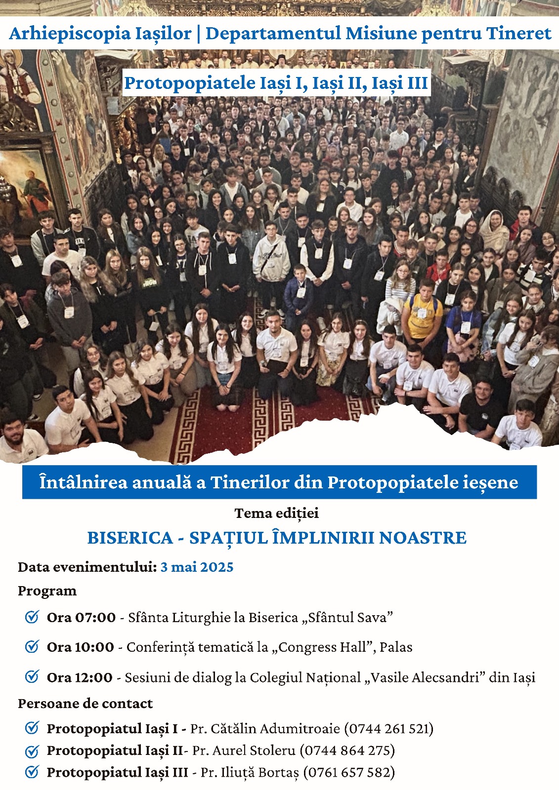 Evenimente care vor avea loc în Arhiepiscopia Iașilor, în perioada 27 aprilie – 3 mai 2025