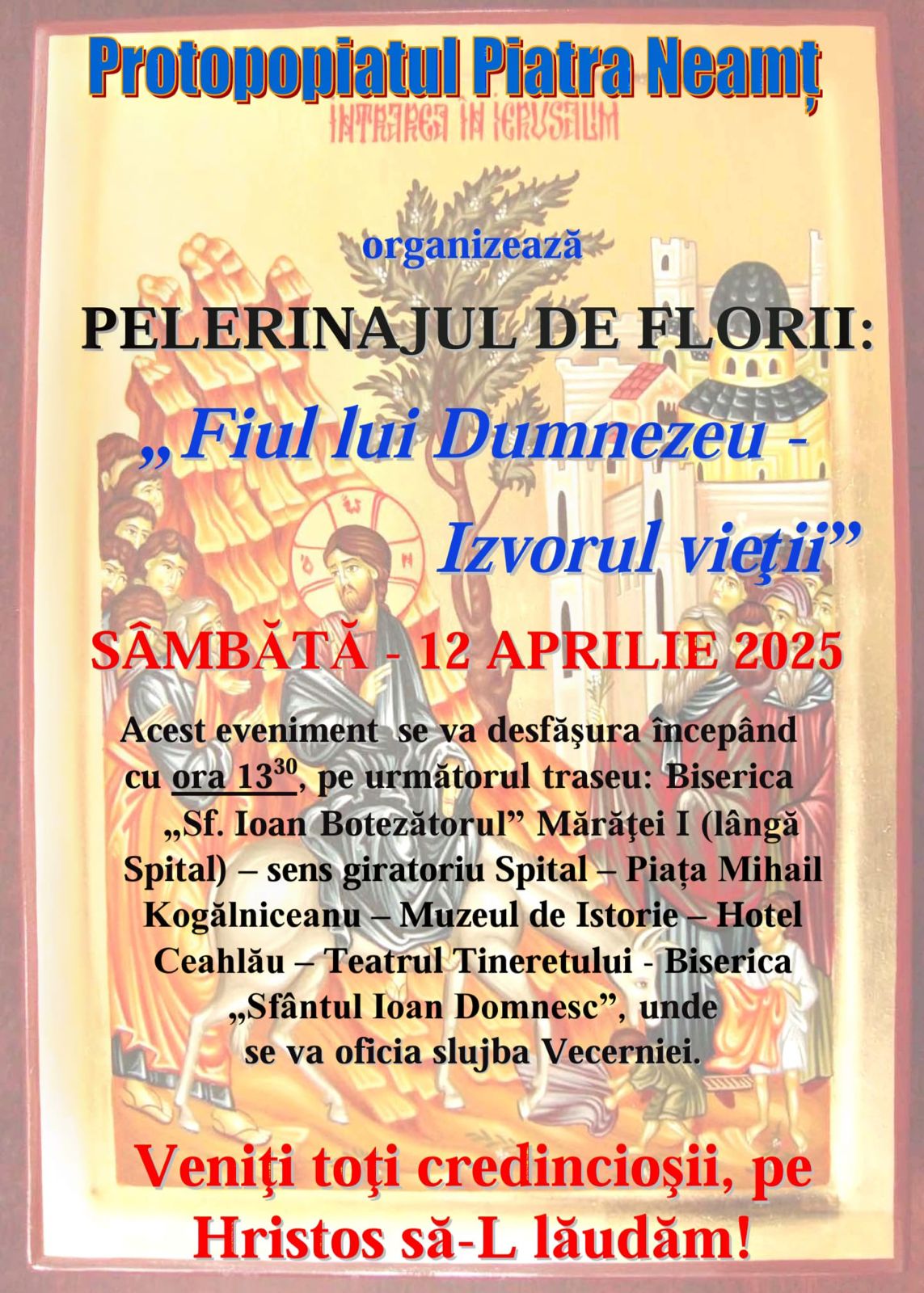 Evenimente care vor avea loc în Arhiepiscopia Iaşilor, în perioada 6-12 aprilie 2025