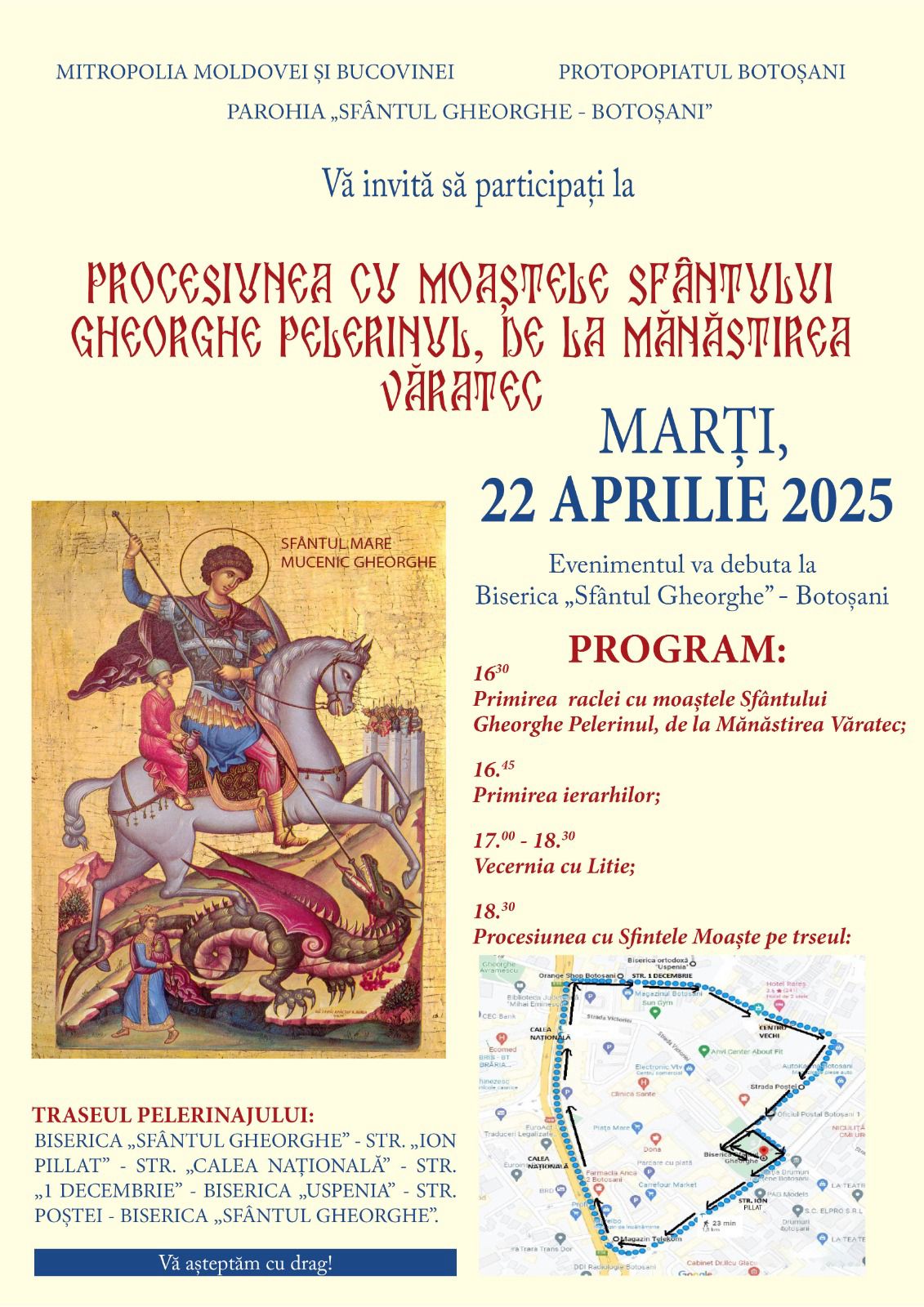 Evenimente care vor avea loc în Arhiepiscopia Iaşilor, în perioada 20-26 aprilie 2025