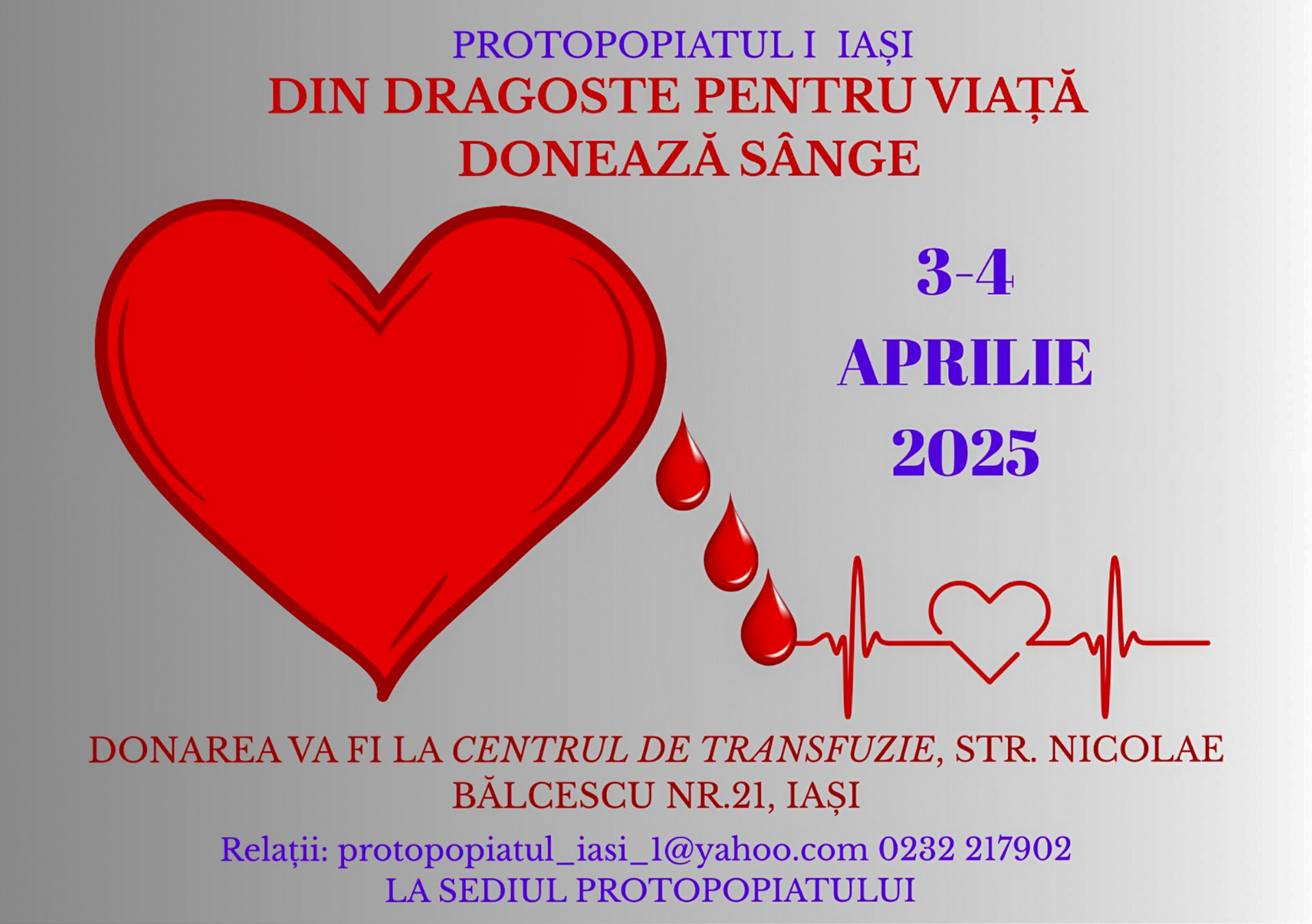 37 de ieșeni au donat sânge în cadrul campaniei „Din dragoste pentru viață”, organizată de Protopopiatul Iași I