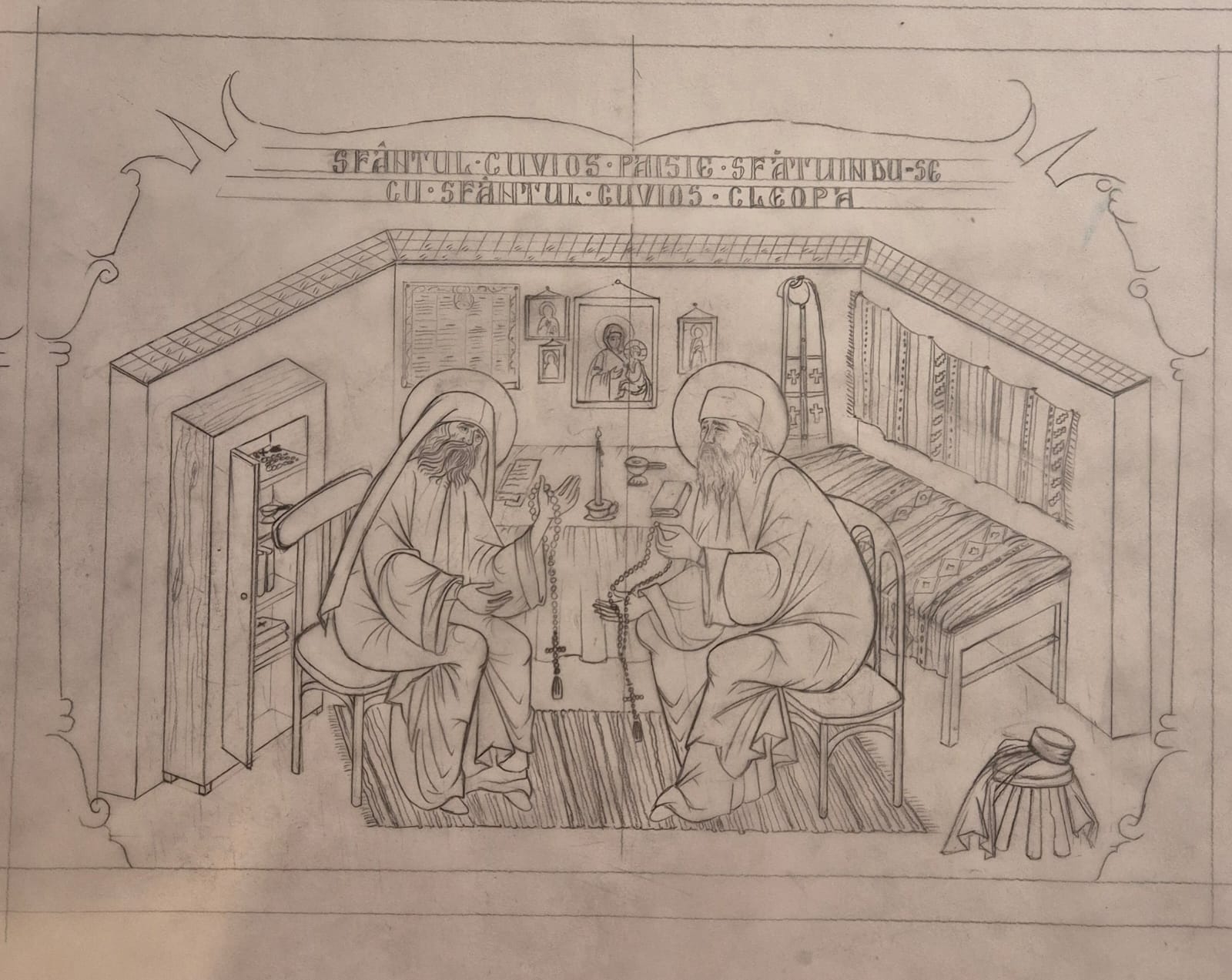 (Interviu) Un creion, doi sfinți și o misiune: cum a realizat Ana Maria Zară desenele pentru raclele Cuvioșilor Cleopa și Paisie de la Sihăstria