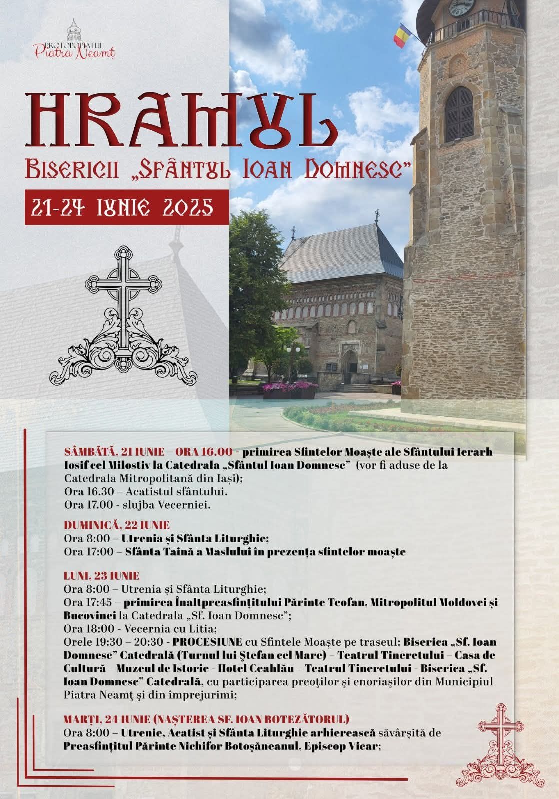 Procesiune la Piatra Neamţ cu prilejul sărbătorii Nașterea Sfântului Ioan Botezătorul afis