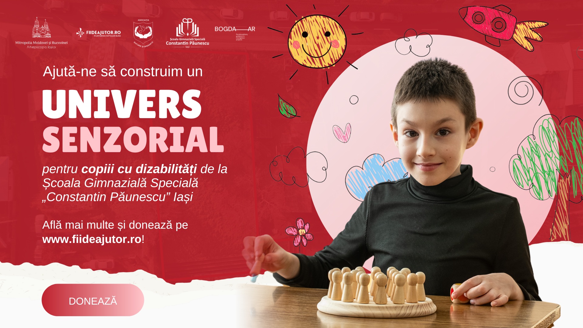 Strângere de fonduri pentru amenajarea unui teren senzorial destinat copiilor cu dizabilități din Iași Strângere de fonduri pentru amenajarea unui teren senzorial destinat copiilor cu dizabilități din Iași, o campanie fiideajutor.ro