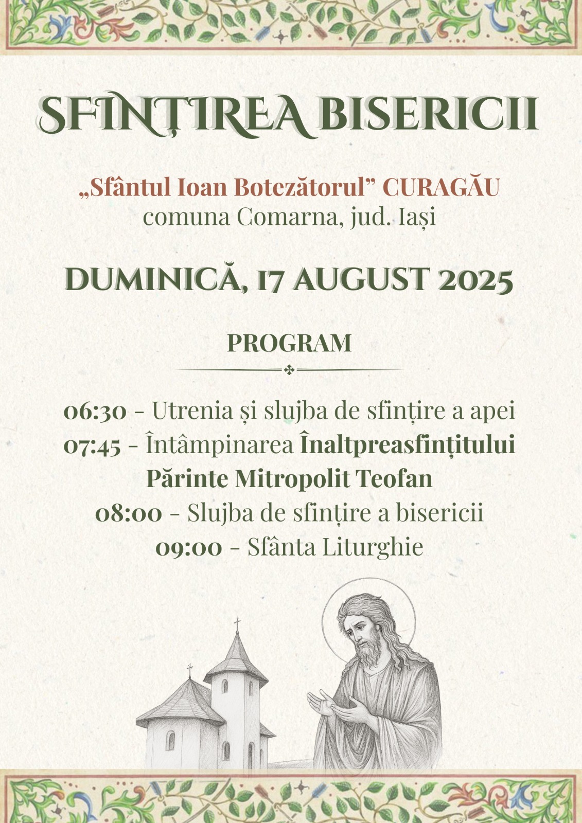 Satul Curagău îmbracă haină de sărbătoare. Duminică va avea loc sfințirea Bisericii „Sfântul Ioan Botezătorul”