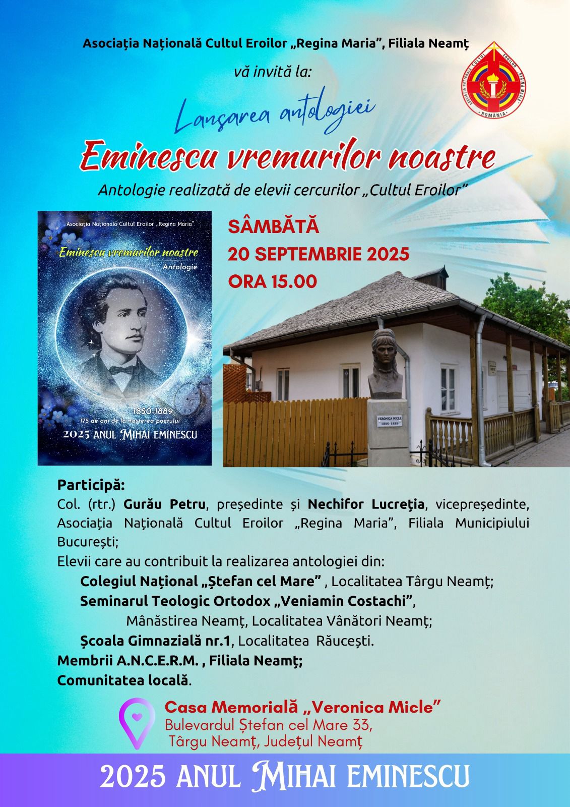 Lansarea antologiei „Eminescu vremurilor noastre” afis