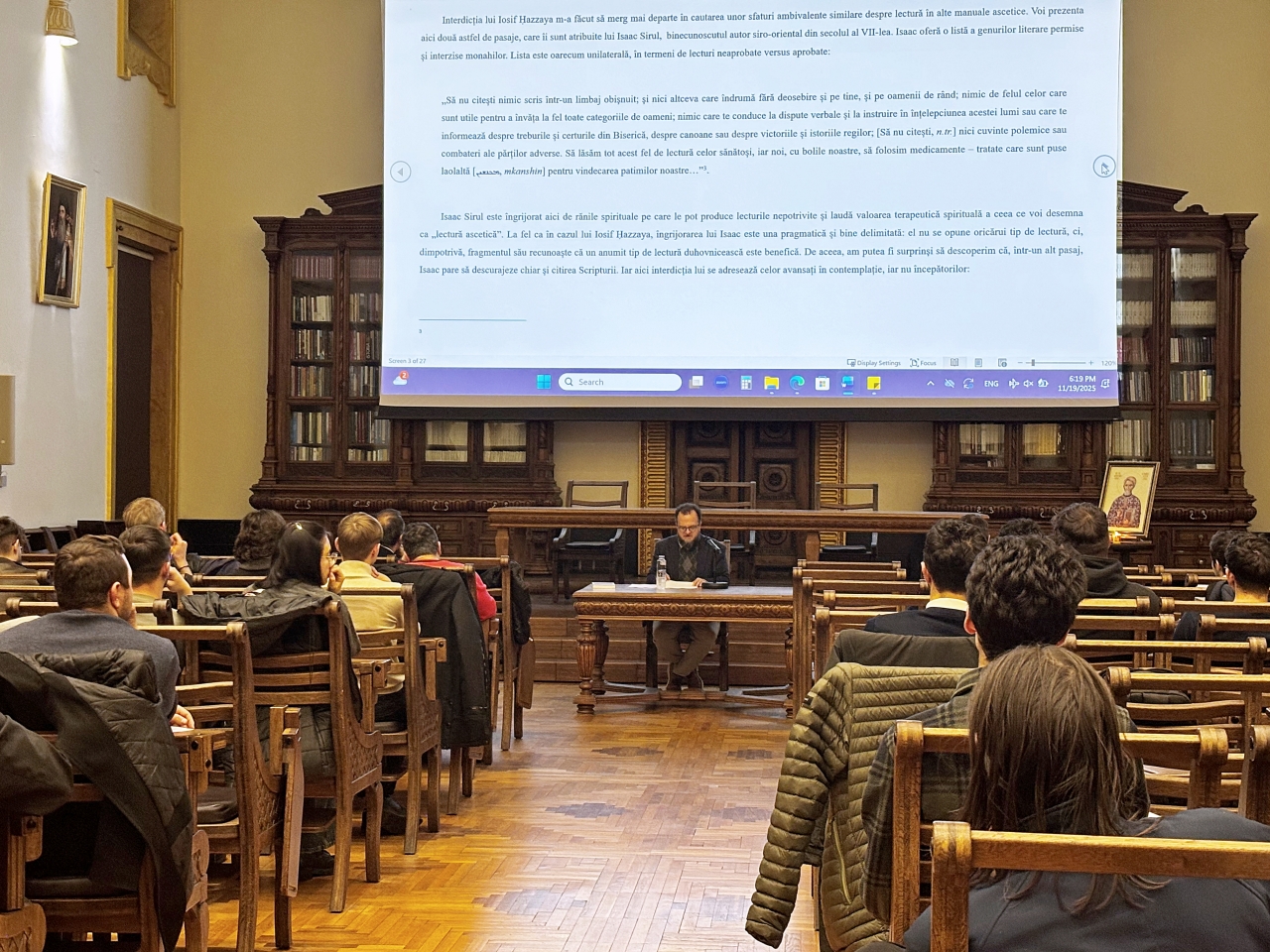 Un profesor american le-a vorbit studenților teologi ieșeni despre lectura duhovnicească în Biserica Siro-Orientală (400–700 d.Hr.)