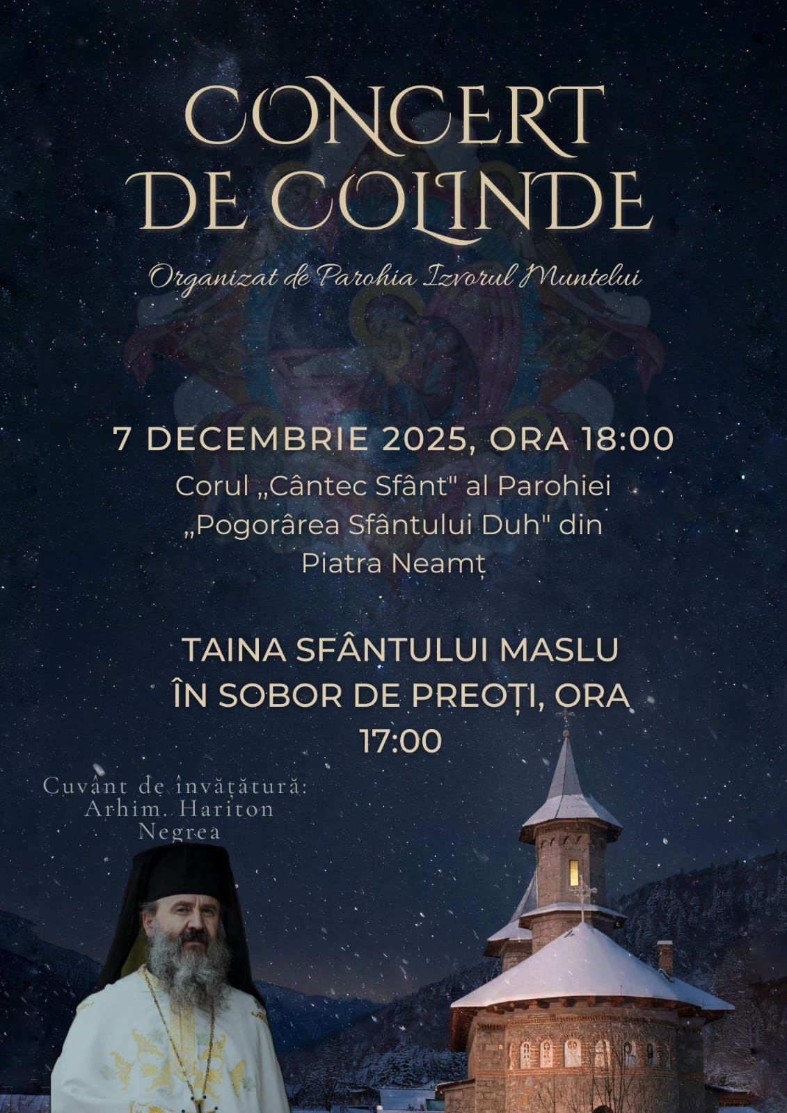 Evenimente care vor avea loc în Arhiepiscopia Iaşilor, în perioada 7-13 decembrie 2025