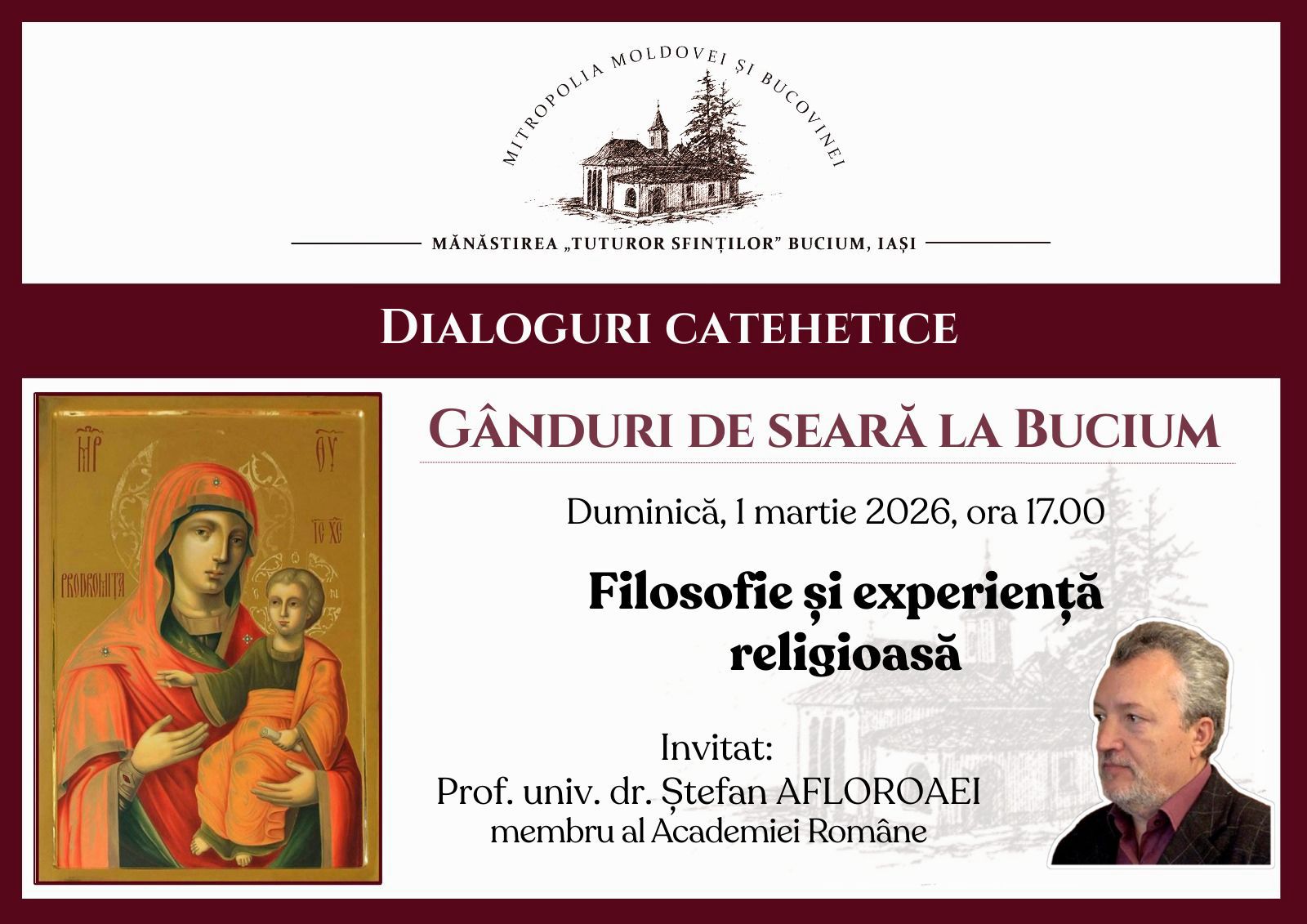 Evenimente care vor avea loc în Arhiepiscopia Iaşilor, în perioada 1–7 martie 2026