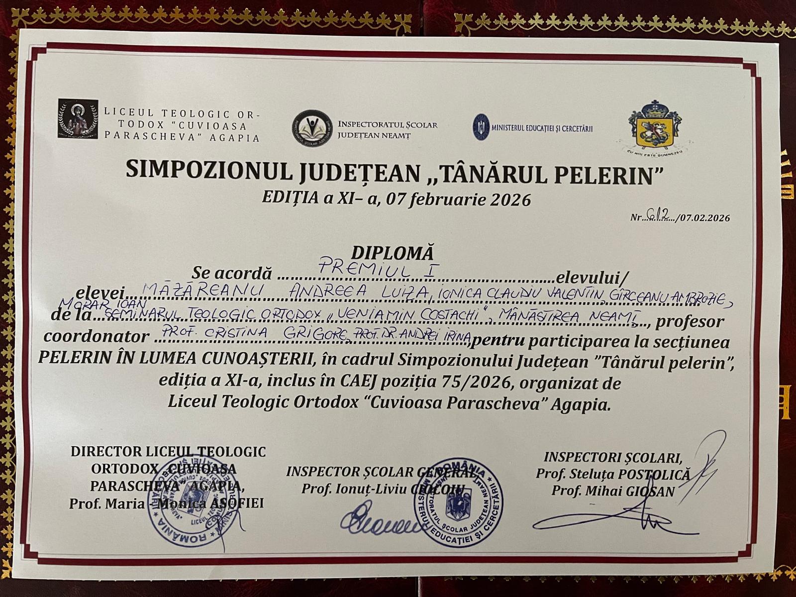 Tinerii seminariști de la Mănăstirea Neamț, pe podiumul cunoașterii la Agapia