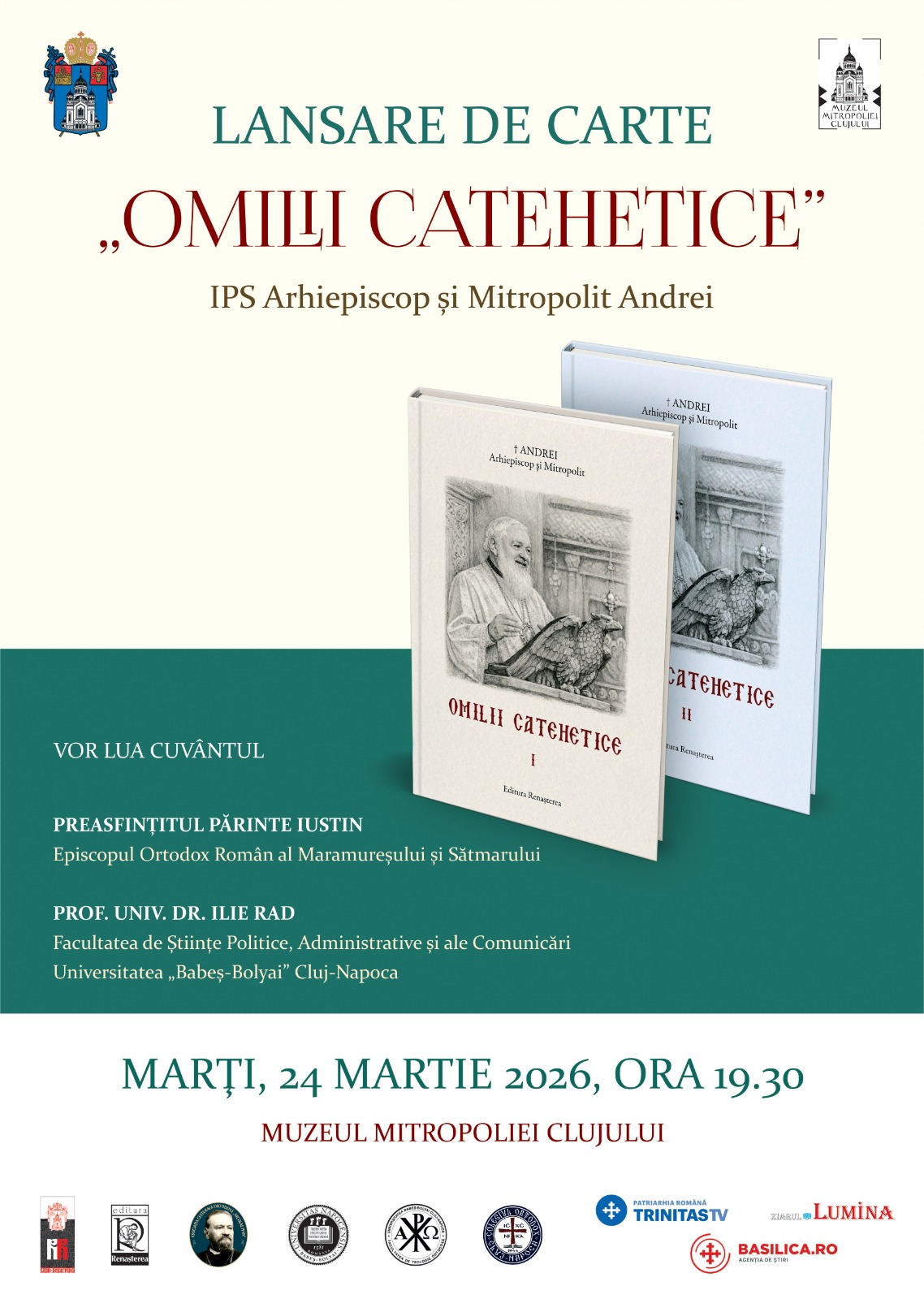 Seară culturală la Cluj: lansare de carte și 15 ani de arhipăstorire ai IPS Andrei