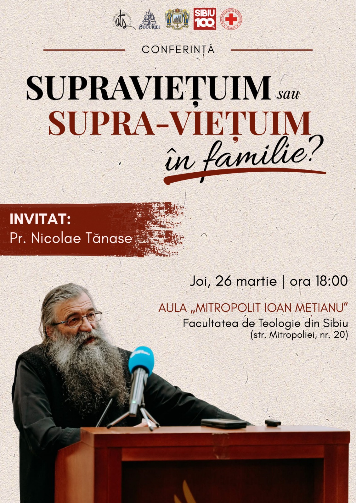 „Supraviețuim sau supraviețuim în familie?” – conferință cu pr. Nicolae Tănase la Sibiu