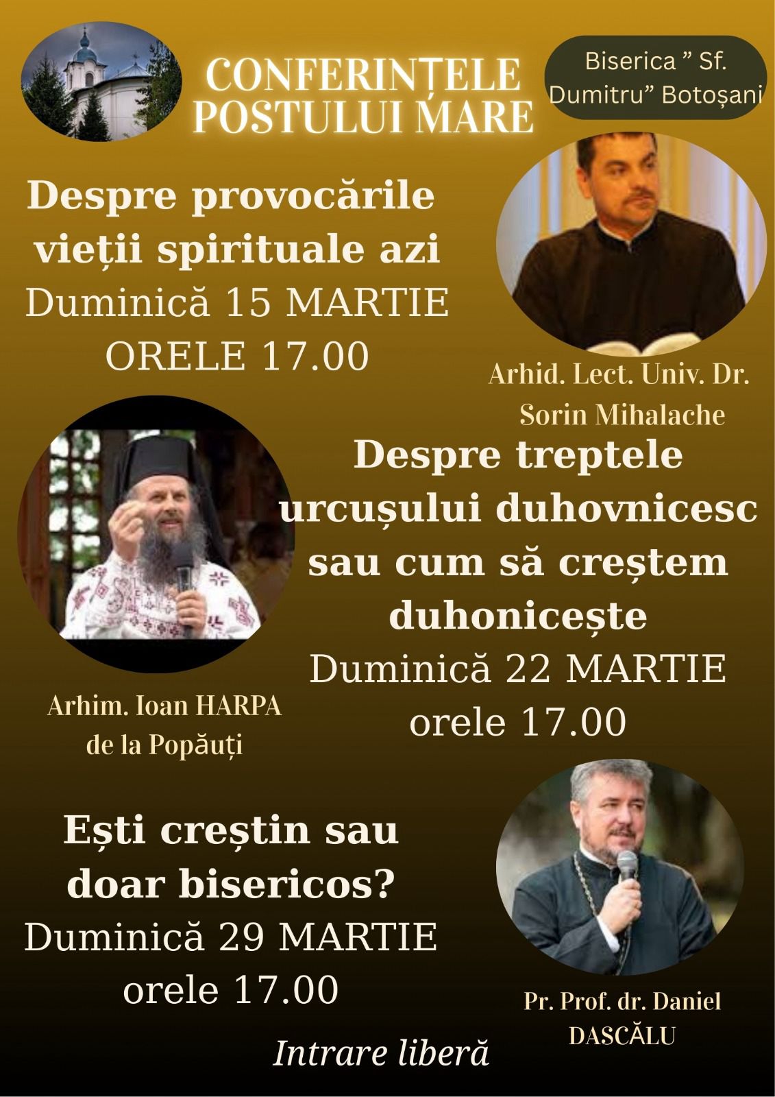 Evenimente care vor avea loc în Arhiepiscopia Iaşilor, în perioada 15-21 martie 2026