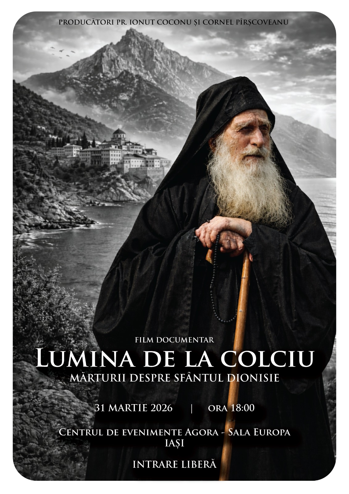 Proiecția documentarului „Lumina de la Colciu – Mărturii despre Sfântul Dionisie”, la Piatra-Neamț și Iași