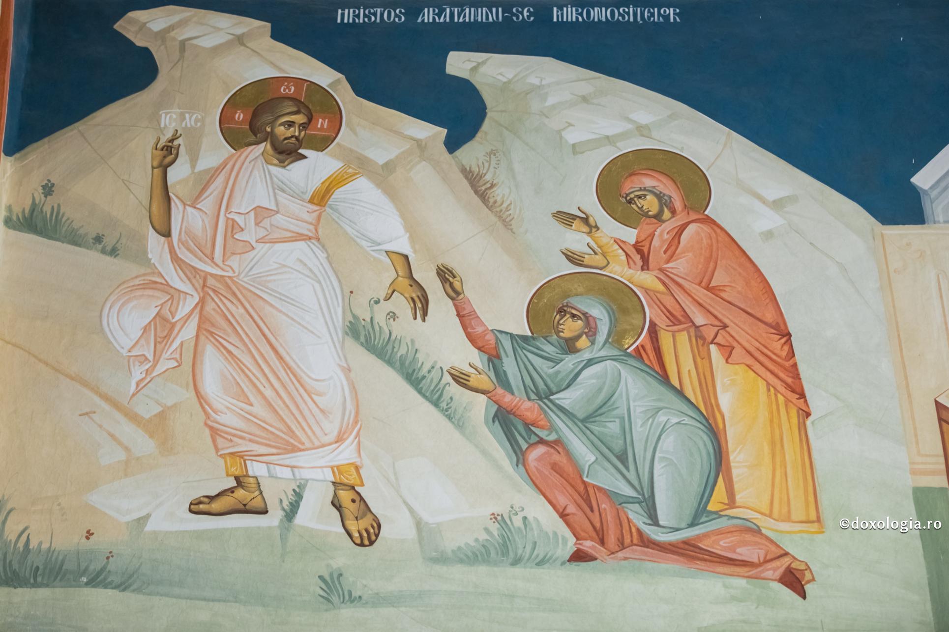 frescă cu mironosițele și Hristos Înviat