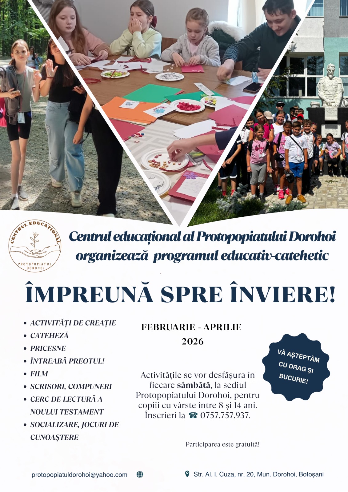 „Împreună spre Înviere” – program educativ-catehetic organizat de Centrul educațional al Protopopiatului Dorohoi în Postul Mare 2026