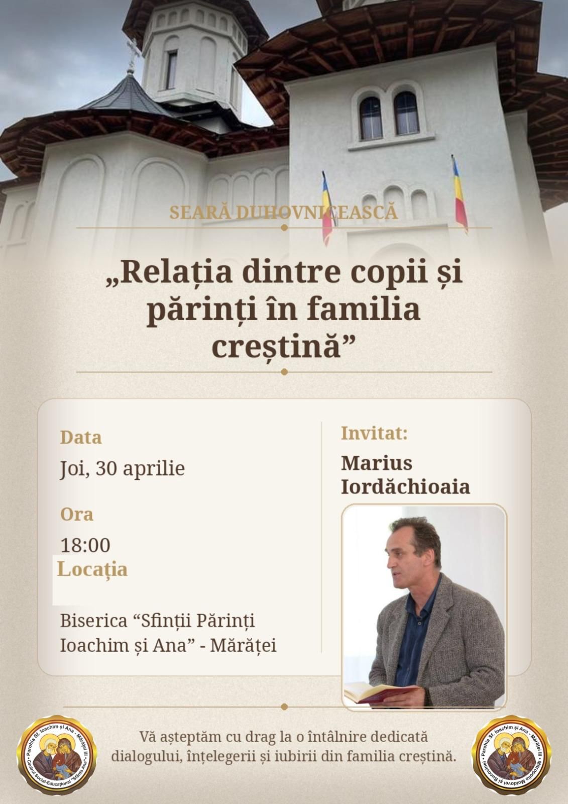 Evenimente care vor avea loc în Arhiepiscopia Iaşilor, în perioada 26 aprilie - 2 mai 2026