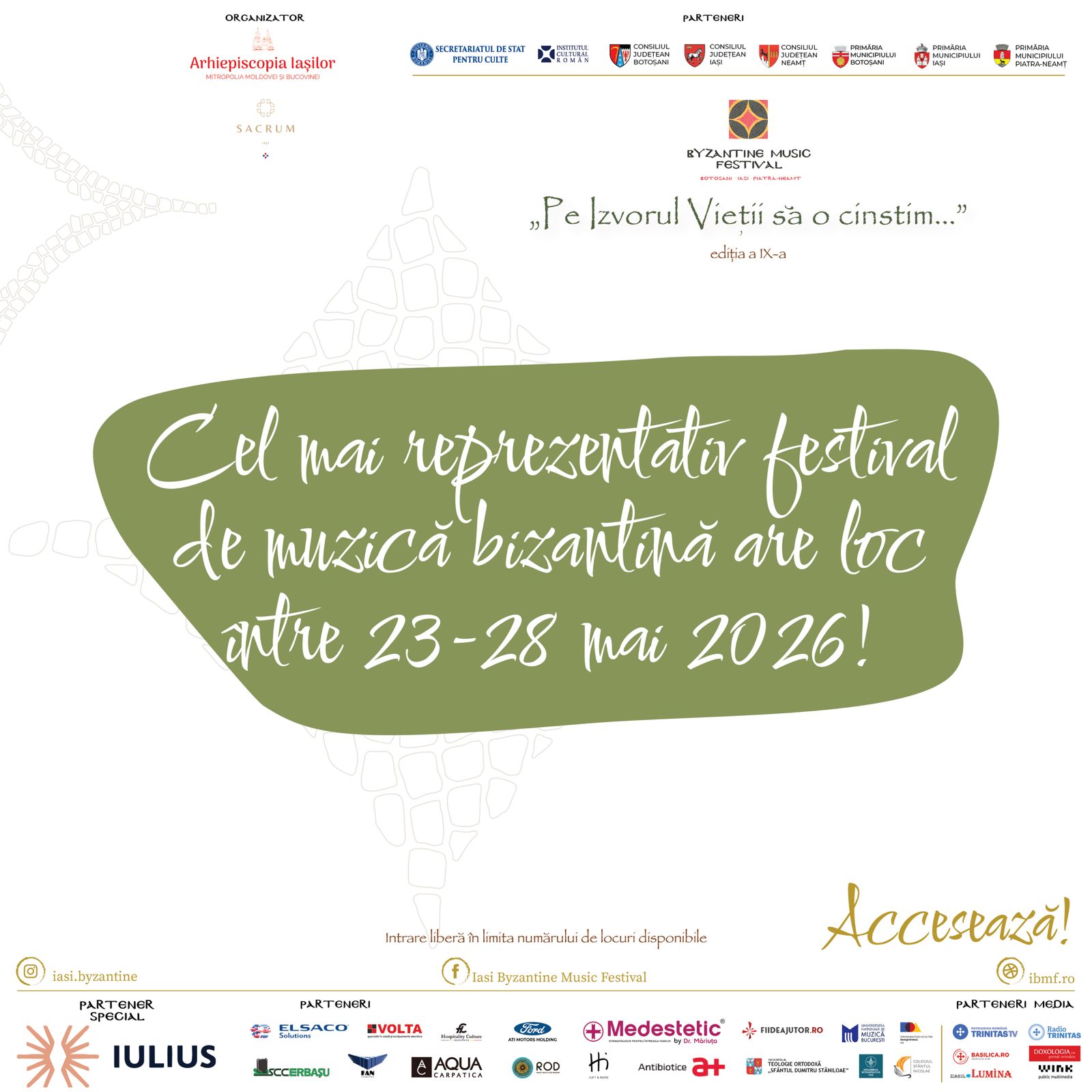 Evenimente care vor avea loc în Arhiepiscopia Iaşilor, în perioada 24-30 mai 2026