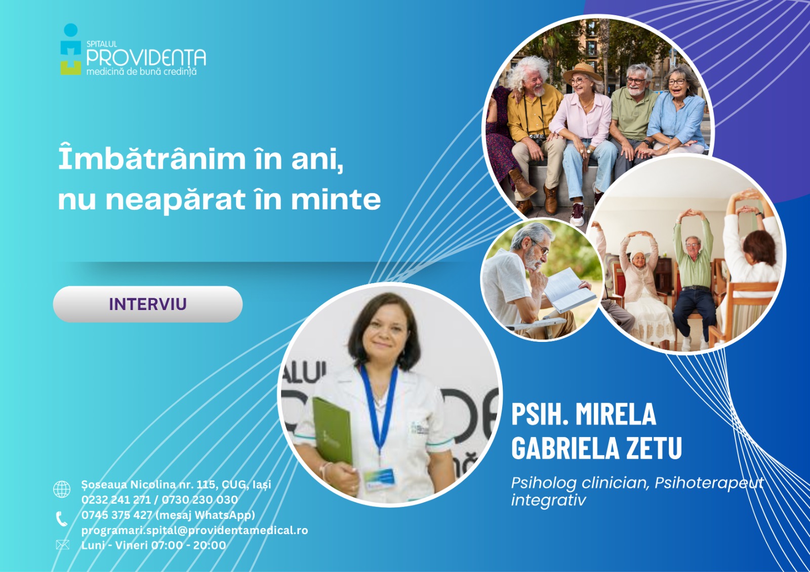 „Nu putem opri timpul, dar putem influența felul în care îmbătrânim” – interviu cu psiholog Mirela Zetu