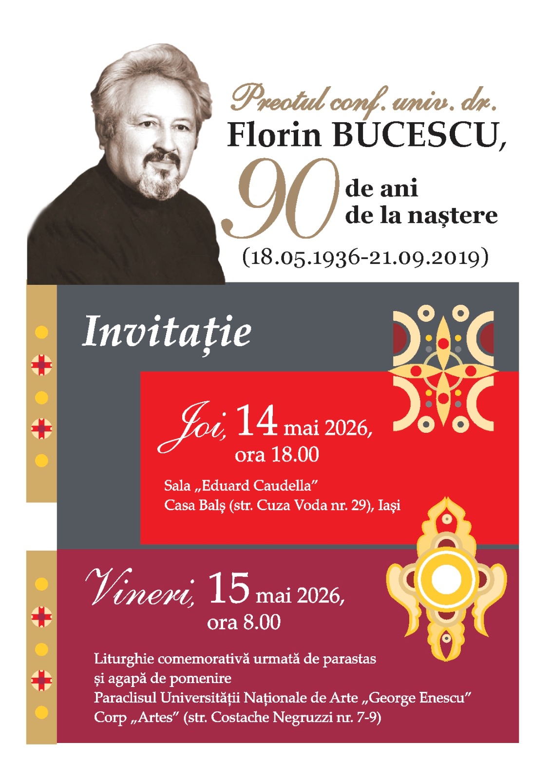 Portret omagial dedicat părintelui conf. univ. dr. Florin Bucescu, la Iași, la 90 de ani de la naștere