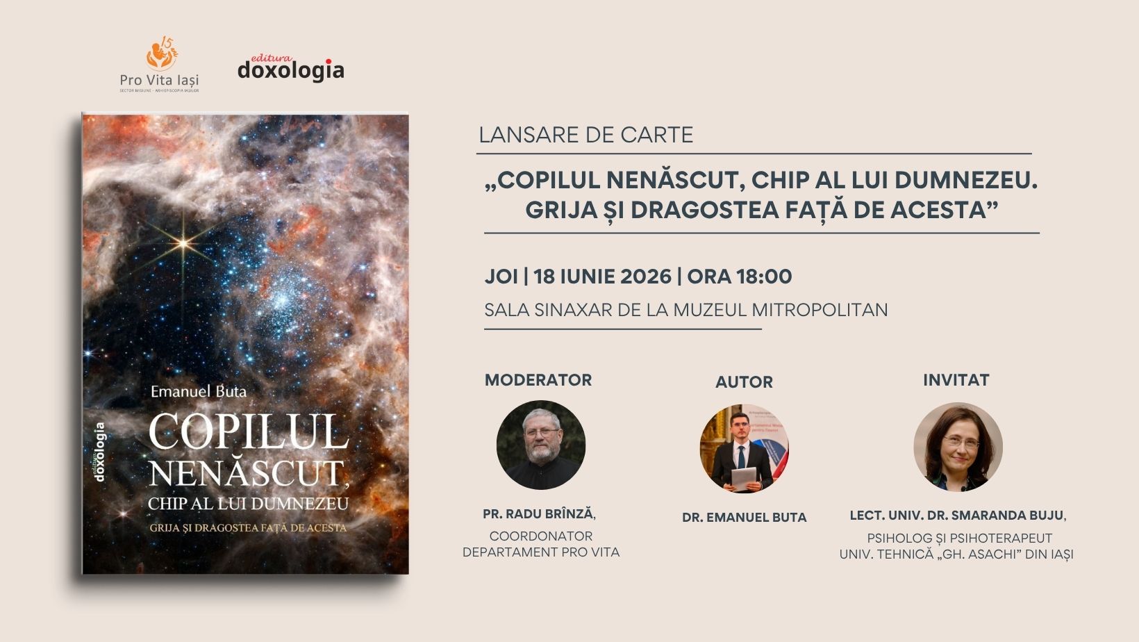 Lansarea volumului „Copilul nenăscut, chip al lui Dumnezeu. Grija și dragostea față de acesta”, semnat de dr. Emanuel Buta