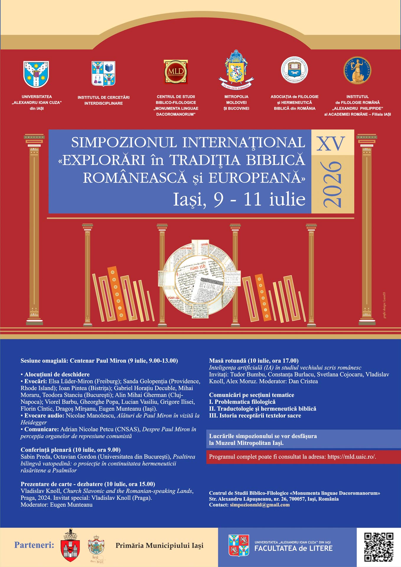 Universitatea „Alexandru Ioan Cuza” din Iași găzduiește a XV-a ediție a Simpozionului Internațional „Explorări în tradiția biblică românească și europeană”