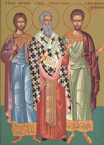 Cuviosul Achepisma, Sfântul Sfințit Mucenic Ignatie Teoforul, Sfântul Nou Mucenic Dimitrie