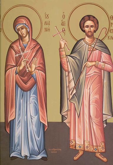 Sfânta Muceniță Iuliana și Sfântul Mucenic Temistocle
	Icoană sec. XX, Mănăstirea Panahrantou, Megara (Grecia) - Colecția Sinaxar la Sfinții zilei (icoanele litografiate se găsesc la Catedrala Mitropolitană din Iași) Sfânta Muceniță Iuliana și Sfântul Mucenic Temistocle