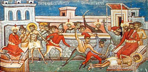 Patimile Sfântului Ioan cel Nou - Bătaia cu toiege