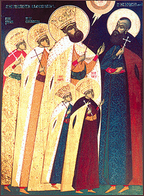 Sfinții Martiri Brâncoveni, Constantin Vodă cu cei patru fii ai săi: Constantin, Ștefan, Radu, Matei, și sfetnicul Ianache Sfinții Martiri Brâncoveni, Constantin Vodă cu cei patru fii ai săi: Constantin, Ștefan, Radu, Matei, și sfetnicul Ianache