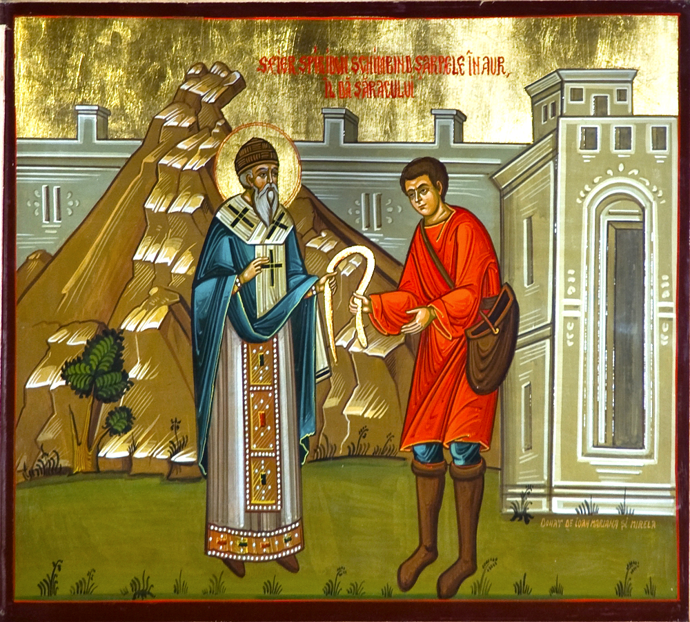 Sfântul Spiridon schimbând șarpele în aur | Doxologia