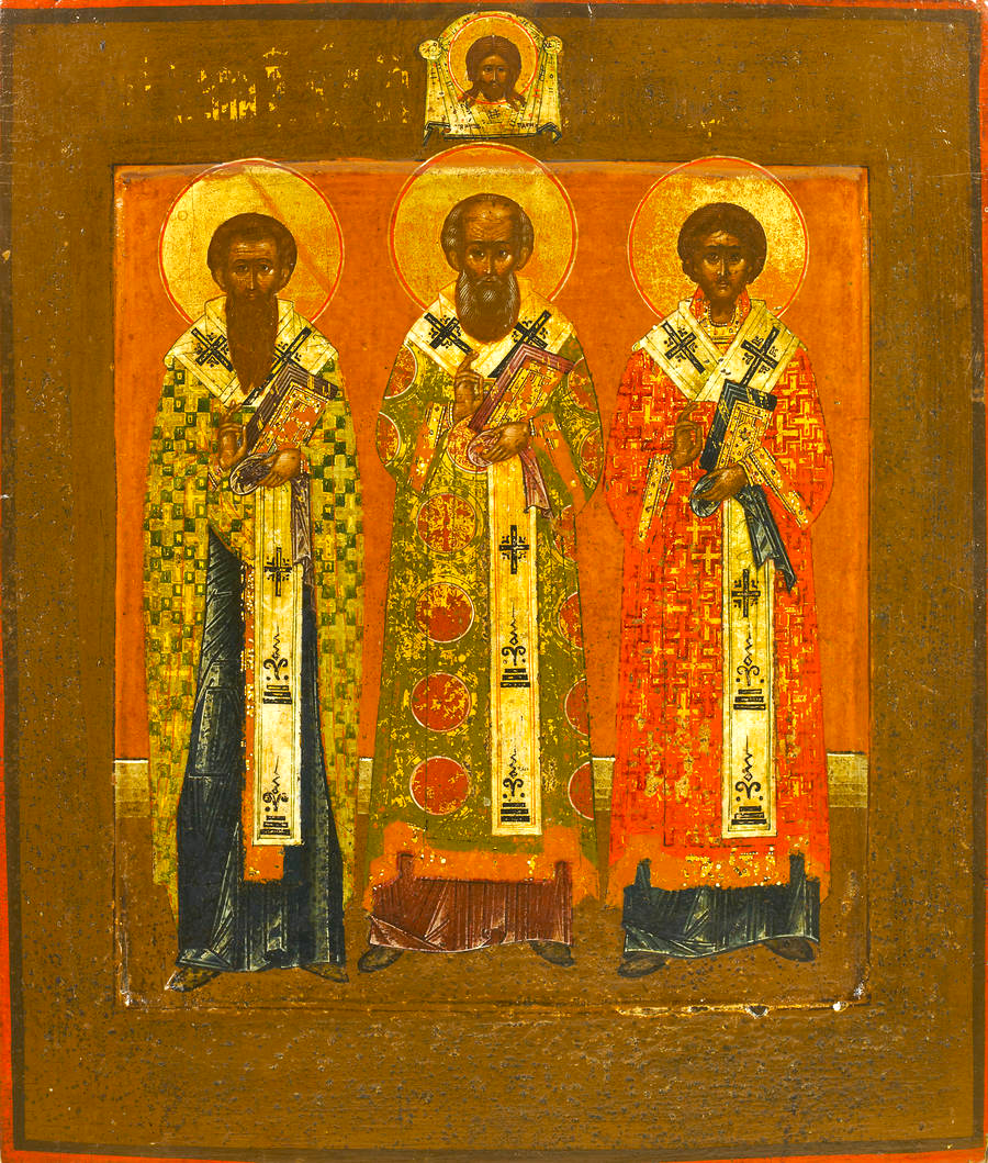 Sfinții Trei Ierarhi: Vasile cel Mare, Grigorie Teologul și Ioan Gură de Aur