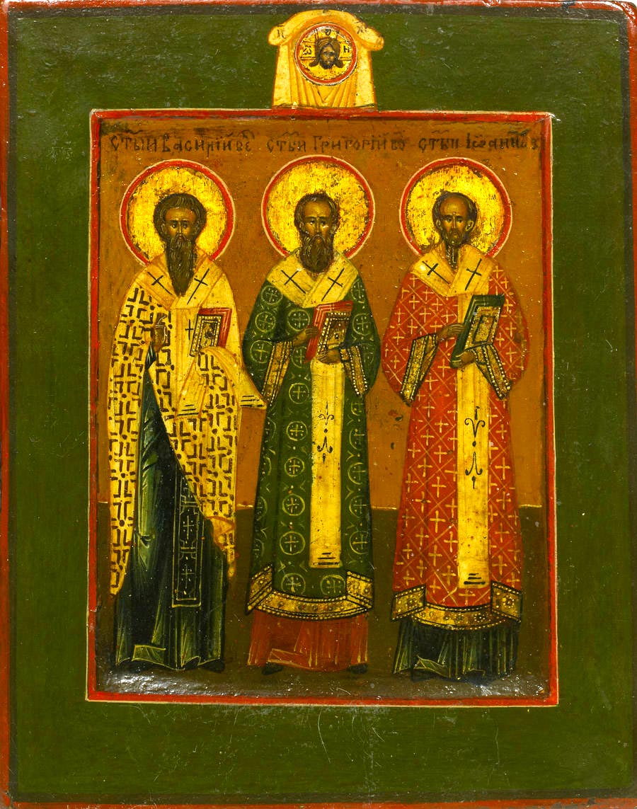 Sfinții Trei Ierarhi: Vasile cel Mare, Grigorie Teologul și Ioan Gură de Aur