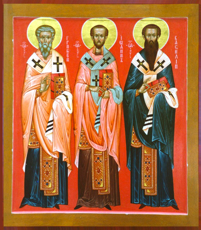 Sfinții Trei Ierarhi: Vasile cel Mare, Grigorie Teologul și Ioan Gură de Aur