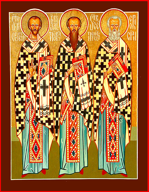 Sfinții Trei Ierarhi: Vasile cel Mare, Grigorie Teologul și Ioan Gură de Aur