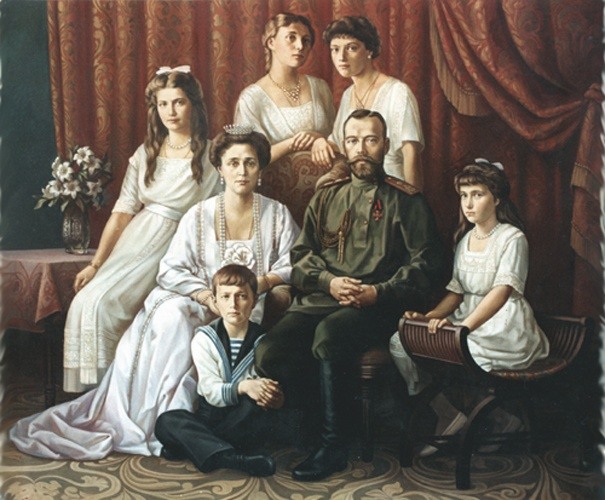 Sfinții Țari Mucenici Romanov: Nicolae și Alexandra și fiii lor Olga, Tatiana, Maria, Anastasia și Alexei