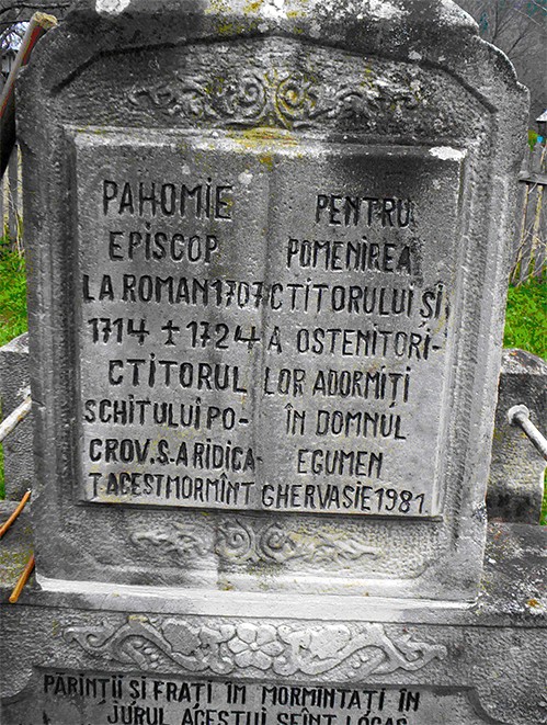 Patra de mormânt a Sfântului Ierarh Pahomie de la Gledin, Episcopul Romanului Piatra de mormânt a Sfântului Ierarh Pahomie de la Gledin, Episcopul Romanului