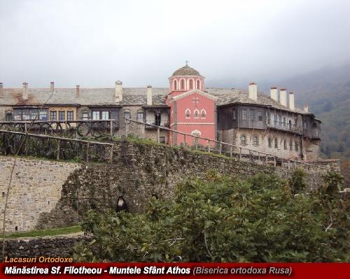 Delegație rusă în vizită la Mănăstirea Sf. Filotheou, pe Muntele Sfânt Athos