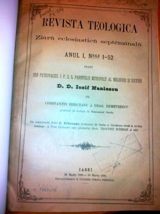 Revista Teologică de la Iași – primul număr: 25 martie 1883